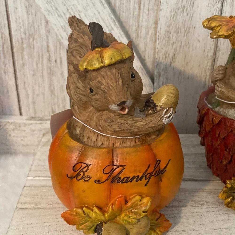 Hobby Lobby 2021 Fall Thanksgiving Squirrel Figurines Set